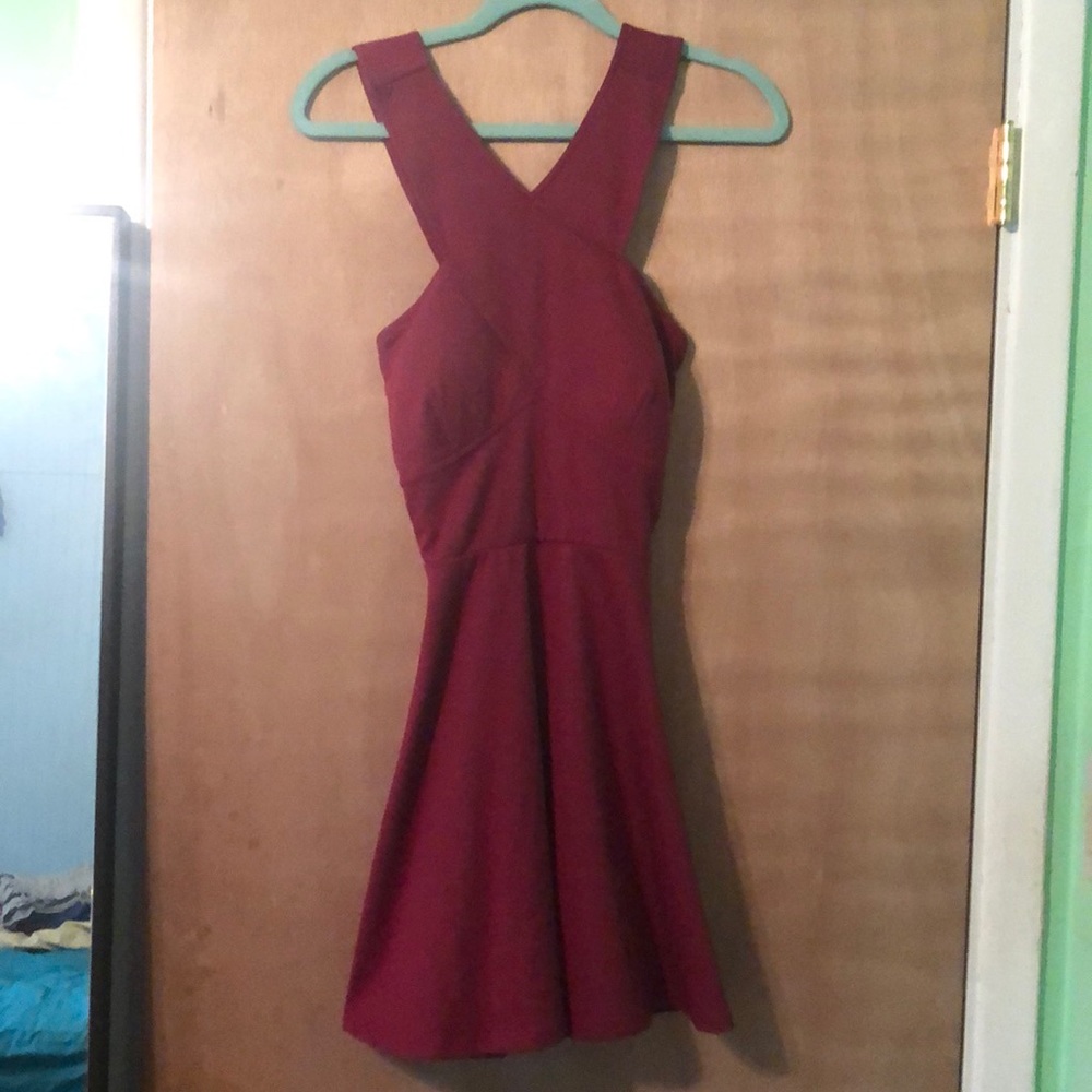 Maroon Short Skater Dress